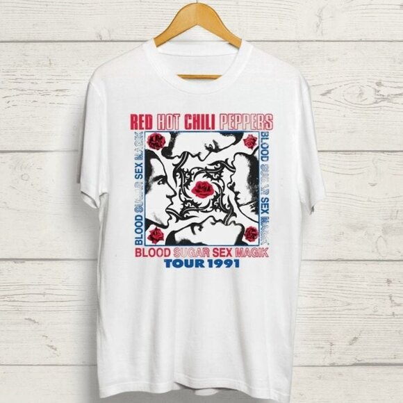 Mary Beth S Tops - Red Hot Chili Peppers 90s Music Style Band Graphic Fan Unisex T-Shirt 103